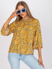 Женская темно-желтая блуза с принтом цена и информация | Женские футболки | 220.lv