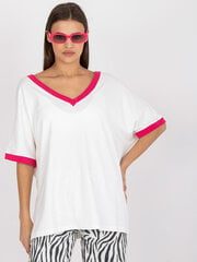 базовая хлопковая блуза белого и фуксий rue paris цена и информация | Женские блузки, рубашки | 220.lv