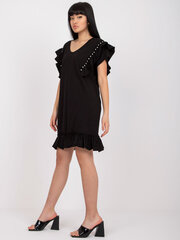 черное платье с рюшами и вырезом с узлом sindy sublevel цена и информация | Платья | 220.lv