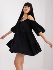 черное платье с рюшами и вырезом с узлом sindy sublevel цена и информация | Платья | 220.lv