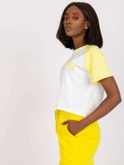 Женская бело-желтая футболка с принтом цена и информация | Футболка женская | 220.lv