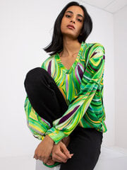 зелено-синяя свободная блуза с принтом rue paris цена и информация | Футболка женская | 220.lv