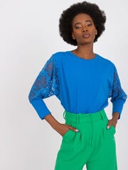темно-синяя гладкая блуза с круглым вырезом rue paris цена и информация | Женские блузки, рубашки | 220.lv