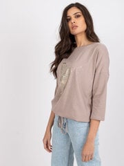 темно-бежевая блуза в рубчик с v-образным вырезом rue paris цена и информация | Женские блузки, рубашки | 220.lv
