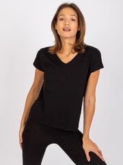 Sieviešu melns vienkrāsains T-krekls cena un informācija | T-krekli sievietēm | 220.lv