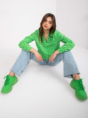 зелено-синяя свободная блуза с принтом rue paris цена и информация | Женские футболки | 220.lv