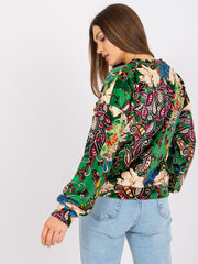 зеленая полосатая блуза с завязками на горловине och bella цена и информация | Женские блузки, рубашки | 220.lv