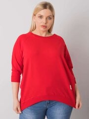 Sarkans kokvilnas liela izmēra džemperis bez kapuces. cena un informācija | Sieviešu džemperi | 220.lv