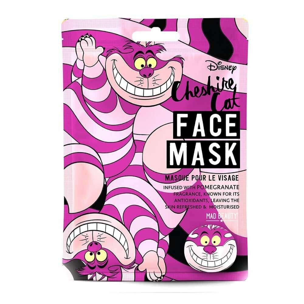 Mad Beauty Disney Animal Pēc Vasaras saules & baseina Bērnu Mitrinoša Joku Sejas Maska (1gab. Cheshire Cat x25ml) cena un informācija | Sejas maskas, acu maskas | 220.lv