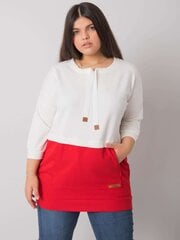 Sieviešu sarkanbalts liela izmēra sporta krekls cena un informācija | Sieviešu džemperi | 220.lv