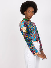 темно-синяя блуза с цветочным принтом rue paris цена и информация | Женские футболки | 220.lv