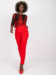 красные элегантные брюки из ткани с карманами цена и информация | Женские брюки | 220.lv
