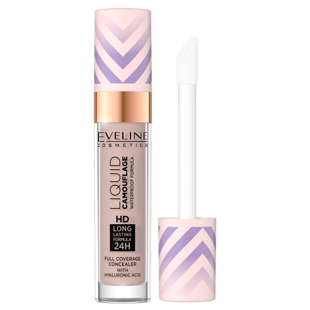 Ūdensizturīgs maskējošais līdzeklis ar hialuronskābi Eveline Liquid Camouflage HD 04 Light Almond, 7,5 ml cena un informācija | Grima bāzes, tonālie krēmi, pūderi | 220.lv