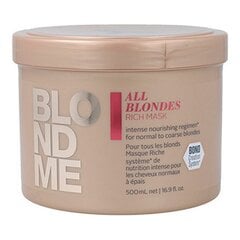 Питательная маска для светлых волос Schwarzkopf Professional Blond Me All Blondes Rich Mask, 500 мл цена и информация | Распылите крем-спрей на волосы на расстоянии 20-25 см, расчешите их расческой. | 220.lv