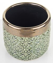 Keramikas puķu pods 11,5x10(A) cm, zaļš/zelts cena un informācija | Puķu podi | 220.lv