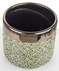 Keramikas puķu pods 14,5x13(A) cm, zaļš/zelts cena un informācija | Puķu podi | 220.lv