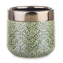 Keramikas puķu pods 16,5x14,5(A) cm, zaļš/zelts цена и информация | Вазоны | 220.lv
