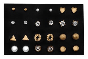 Troli Elegantu apzeltītu auskaru komplekts - zelta kniedes (12 pāri) cena un informācija | Rotaslietu komplekti | 220.lv