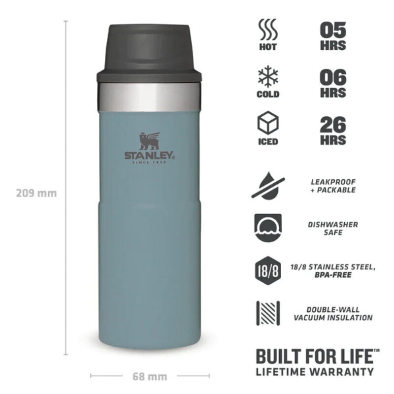 Termokrūze The Trigger-Action Travel Mug Classic 0,35L zilganpelēka cena un informācija | Termosi, termokrūzes | 220.lv