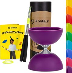 Diabolo atpūtas sporta jonglier -Set Basic ar Diabolo (purpursarkanu), rokas nūjas, kas izgatavotas no alumīnija, rezerves vadu (160 cm) un drukātas instrukcijas - ideāli piemēroti bērniem, iesācējiem un iesācējiem cena un informācija | Jogas preces | 220.lv