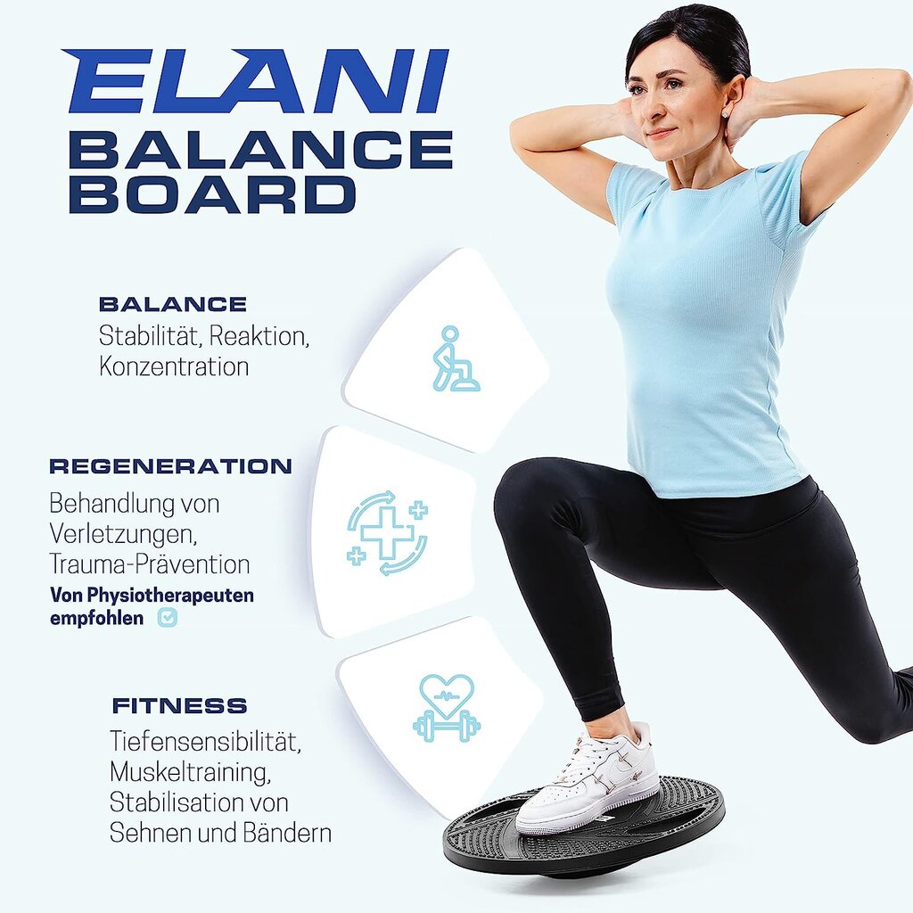 Elani Non -SLIP Premium Balance Board, Robust Wobble dēlis fizioterapijai cena un informācija | Balansa dēļi un spilveni | 220.lv