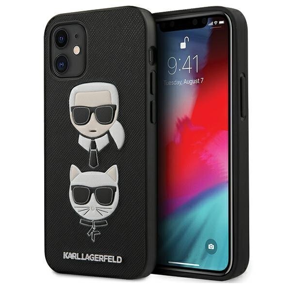 Karl Lagerfeld Case, piemērots iPhone 12 Mini, melns cena un informācija | Telefonu vāciņi, maciņi | 220.lv