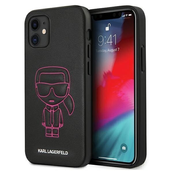 Karl Lagerfeld KLHCP12SPCUIKPI, piemērots iPhone 12 Mini 5,4", melns cena un informācija | Telefonu vāciņi, maciņi | 220.lv