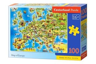 Castor Puzle 100 elementi Eiropas karte cena un informācija | Puzles, 3D puzles | 220.lv