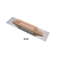 Зубчатый шпатель с квадратными зубьями и деревянной рукоятью, 6 мм, 48 х 13 см цена и информация | Механические инструменты | 220.lv