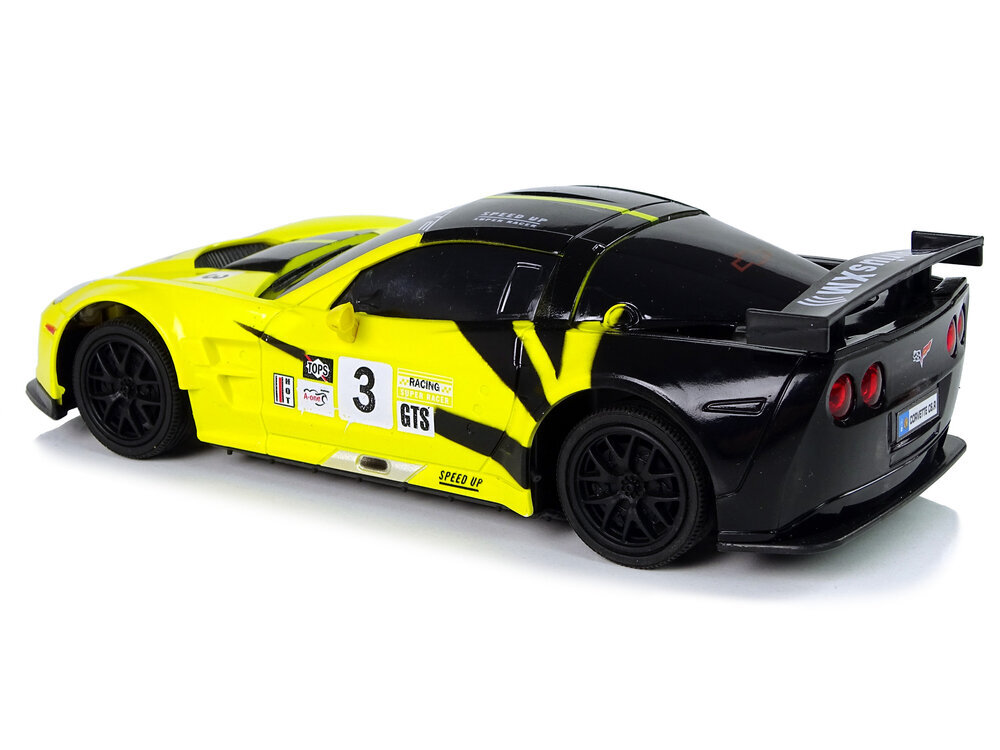 Ar tālvadību vadāms sporta auto Corvette C6. R, 2,4 G, 1:24, dzeltens cena un informācija | Rotaļlietas zīdaiņiem | 220.lv