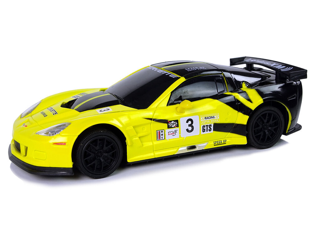 Ar tālvadību vadāms sporta auto Corvette C6. R, 2,4 G, 1:24, dzeltens cena un informācija | Rotaļlietas zīdaiņiem | 220.lv