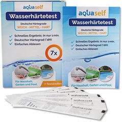 Aquaself ūdens cietības testa sloksnes - 7 gabali - vācu grūtību laukums ° DH - pārbaudiet ūdens cietību maigā, vidējā un cietā. cena un informācija | Nav norādīts Āra baseini, baseinu piederumi | 220.lv