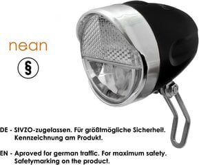 Светодиодный велосипедный свет Nean, велосипедная лампа, велосипедный передний свет, велосипедная лампа спереди, фары, яркие с одобрением STVZO, вкл. 4X батарея, 30 люкс, черный цена и информация | Велосипедные фонари, отражатели | 220.lv