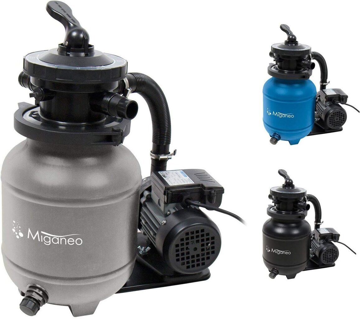 Miganeo 40385 Smilšu filtru sistēma Dynamic 6500 sūknēšanas veiktspēja 4,5 m³ zilas, pelēkas, melnas, baseina peldbaseinā (pelēks) cena un informācija | Baseina filtri | 220.lv