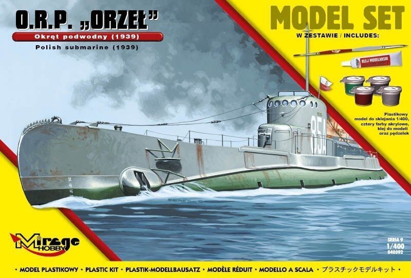 Mirage ORP “Ērglis” Polijas zemūdene, 1939. gads цена и информация | Līmējamie modeļi | 220.lv