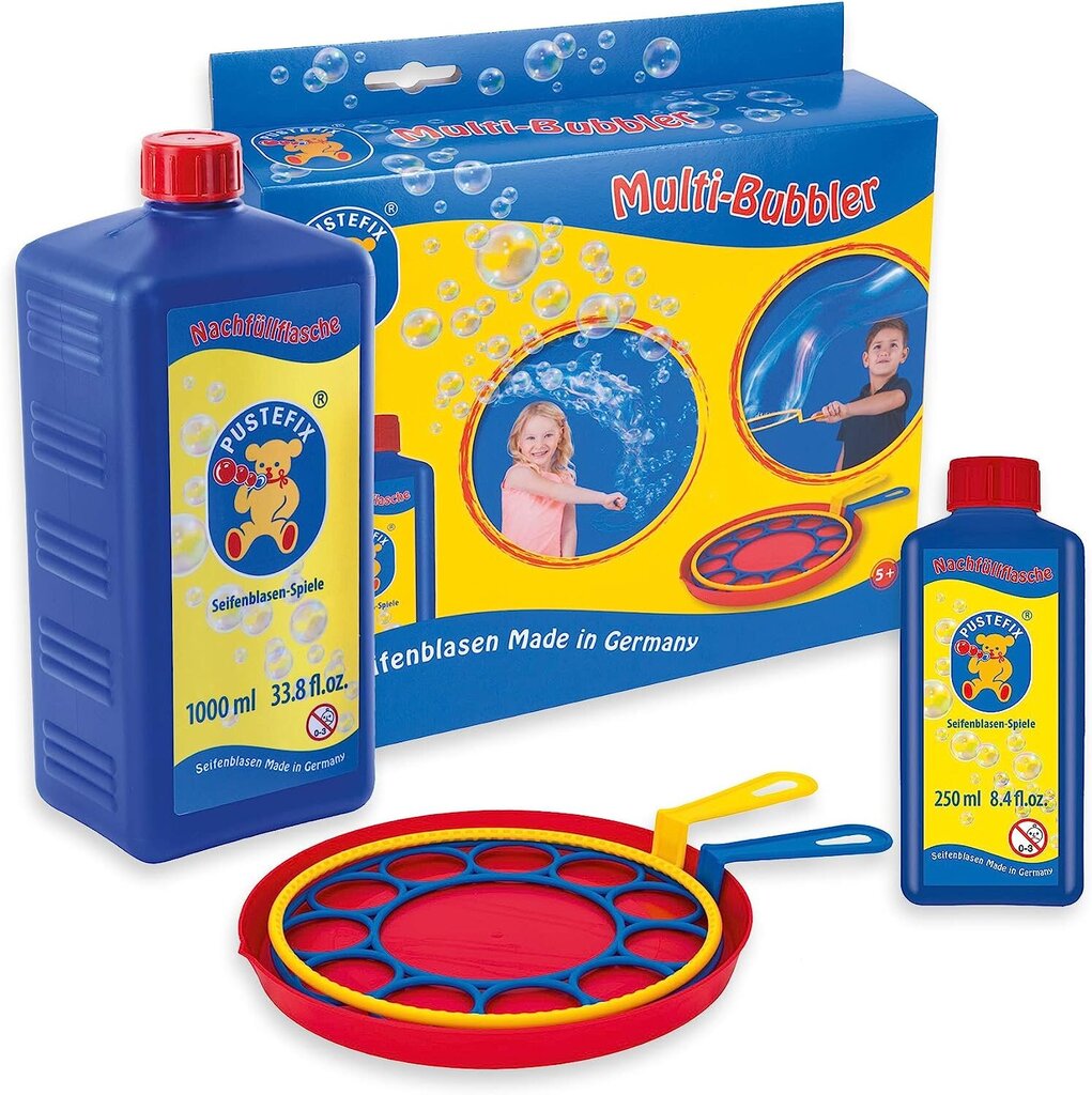 Pustefix vairāku burbuļa + uzpildīšanas pudele maxi 1 litra I krāsainie burbuļi цена и информация | Ūdens, smilšu un pludmales rotaļlietas | 220.lv