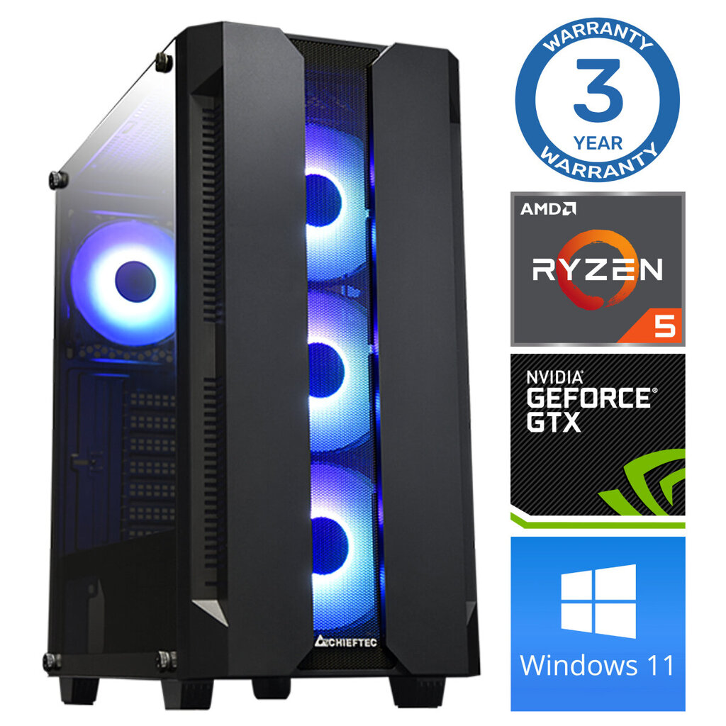 INTOP Ryzen 5 5500 32GB 250SSD M.2 NVME+2TB GTX1650 4GB WIN11 цена и информация | Stacionārie datori | 220.lv