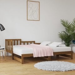 Izvelkama gulta, medus brūna, 2x(90x200)cm, priedes masīvkoks cena un informācija | Gultas | 220.lv