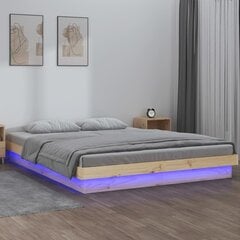 Gultas rāmis ar led, 140x190cm, masīvkoks цена и информация | Кровати | 220.lv