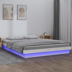 Gultas rāmis ar led, baltā krāsā, 140x190cm, masīvkoks цена и информация | Кровати | 220.lv