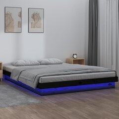 Gultas rāmis ar led, melns, 120x190cm, koka, divvietīgs цена и информация | Кровати | 220.lv