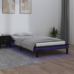 Gultas rāmis ar led, melns, 100x200cm, masīvkoks цена и информация | Лежаки | 220.lv