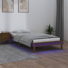 Gultas rāmis ar led, medus brūns, 100x200cm, masīvkoks цена и информация | Кровати | 220.lv