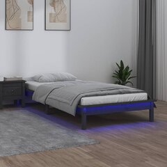 Gultas rāmis ar led, pelēks, 100x200cm, masīvkoks цена и информация | Кровати | 220.lv