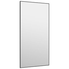 vidaXL durvju spogulis, melns, 50x100 cm, stikls un alumīnijs cena un informācija | Spoguļi | 220.lv