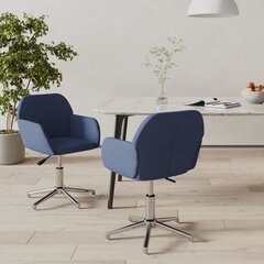 vidaXL grozāmi virtuves krēsli, 2 gab., zils audums cena un informācija | Virtuves un ēdamistabas krēsli | 220.lv
