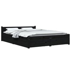 vidaXL gultas rāmis ar atvilktnēm, melns, 150x200 cm, 5FT, divvietīgs cena un informācija | Gultas | 220.lv