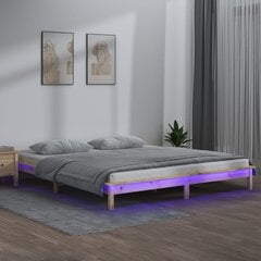 vidaXL gultas rāmis ar LED, 135x190 cm, 4FT6, divvietīgs, masīvkoks цена и информация | Кровати | 220.lv