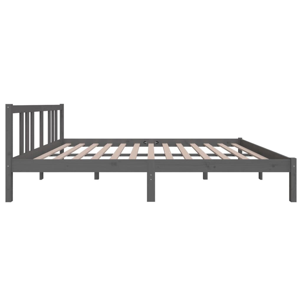 vidaXL gultas rāmis, pelēks, masīvkoks, 150x200 cm, 5FT, divvietīgs cena un informācija | Gultas | 220.lv