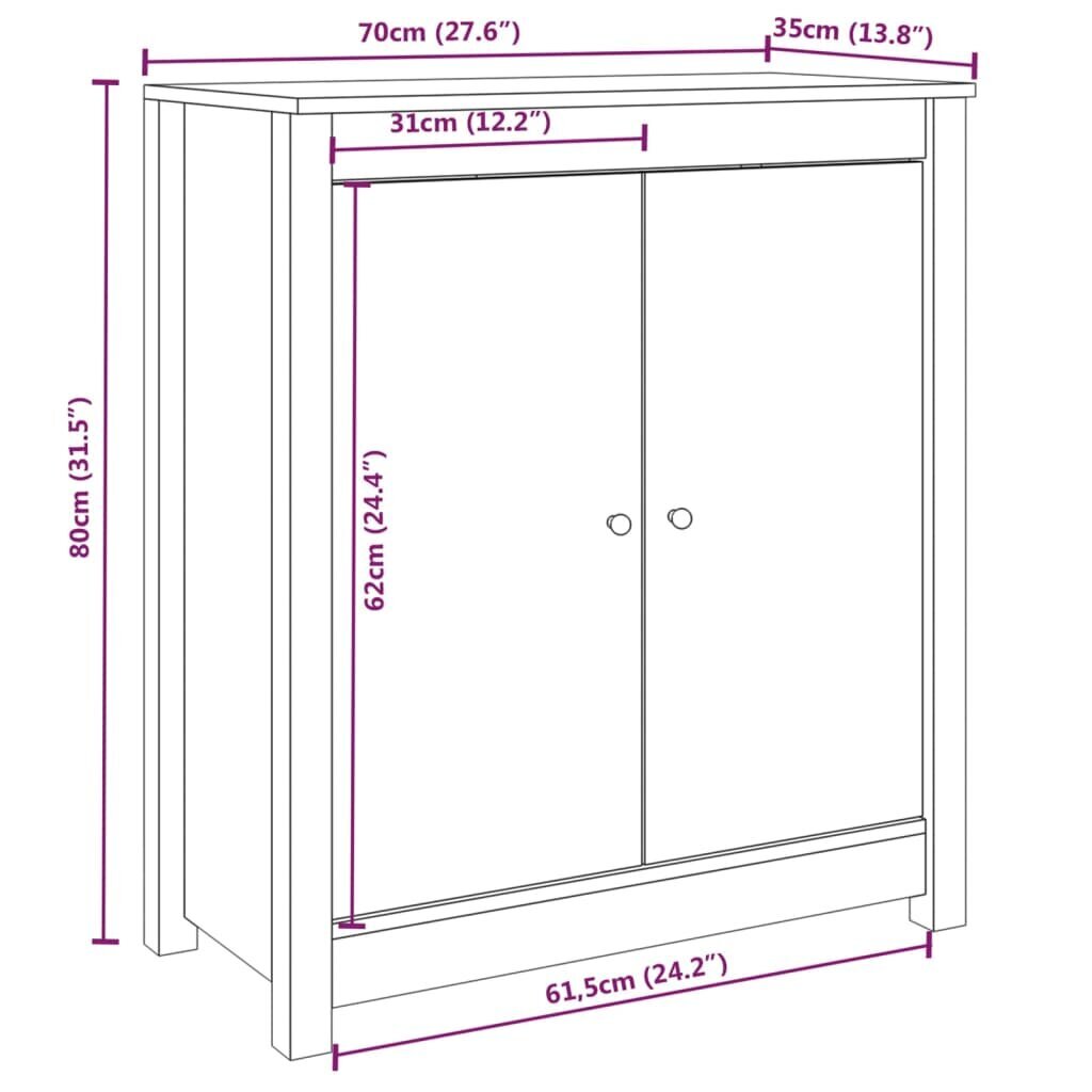 vidaXL kumode, melna, 70x35x80 cm, priedes masīvkoks цена и информация | Skapīši viesistabai | 220.lv